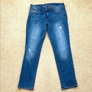 Kut from the Kloth Mid Rise Boyfriend Distressed Dark Wash Stretch Jeans Size 10